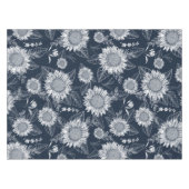 Elégante florale Sunflower Navy bleu blanc nappe (Devant (Horizontal))
