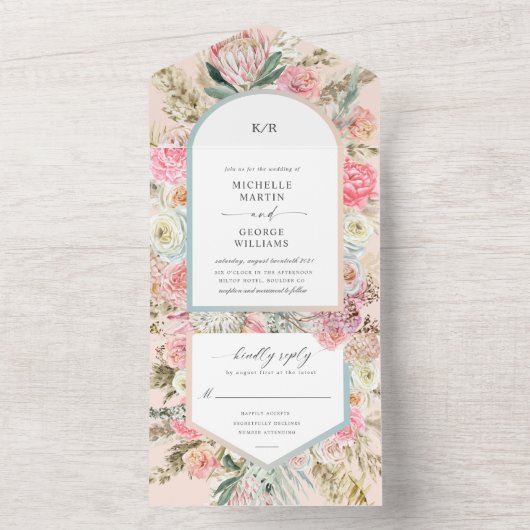 Élégante Flore Bohémienne Tout En Un Invitation (À l'intérieur)