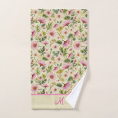Élégante Flore De Printemps Avec Monogramme (Serviette à main)