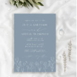 Elégante Flore moderne Dusty Blue Faire-part de ma<br><div class="desc">Le Faire-part de mariage est un chef-d'oeuvre époustouflant qui respire le raffinement et la grâce. Le design se caractérise par ses lignes épurées et son esthétique moderne, parfaitement équilibrée par des illustrations florales délicates et complexes. L'utilisation de la calligraphie ajoute un élément d'élégance intemporelle, tandis que la couleur bleue poussiéreuse...</div>
