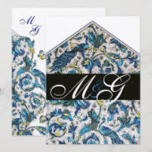 ELEGANTE FLORENTIJNS BLOEMMOTIEF IN BLUW GOUDE INI KAART (Voorkant / Achterkant)