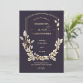 Elegante Flower Shield bruiloft Kaart (Staand voorkant)