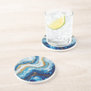 Elegante Fluid Art Decoratieve Tegels – Abstract b Zandsteen Onderzetter