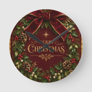 Elegante Fluwelen Strik Kerst, Luxe Botanisch Ronde Klok
