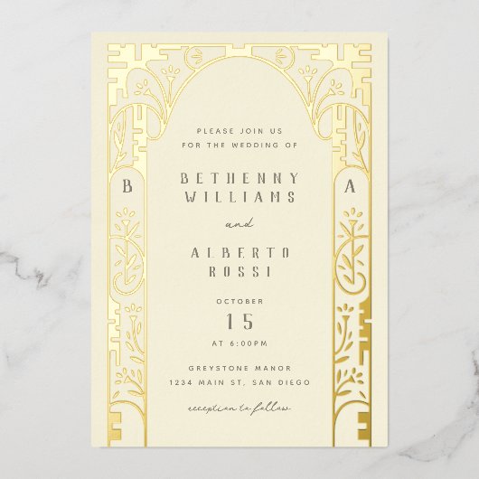 Elégante Foil Art Nouveau Arch Foil Invitation (Recto)