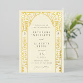 Elégante Foil Art Nouveau Arch Foil Invitation (Debout devant)