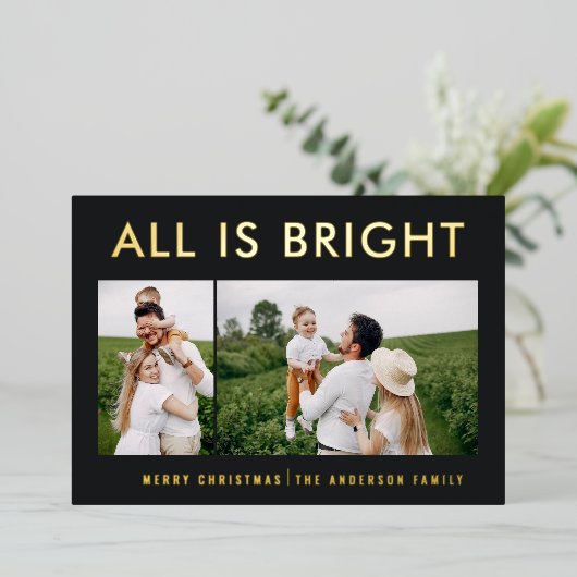 elegante folie 2 foto moderne folie vakantiekaart folie feestdagenkaart (Staand Voorkant)