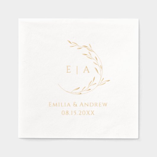 Elegante Folie bruiloft servetten gepersonaliseerd (Voorkant)