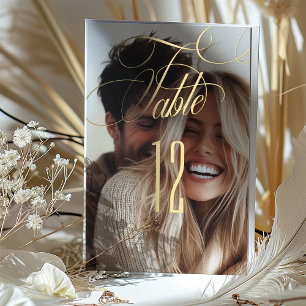 Elegante Folie Calligrafie Huwelijk Tafelnummer
