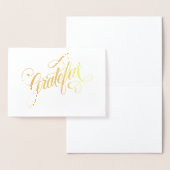 Elegante Folie Dankbaar Script voor Thanksgiving Kaarten (Display)