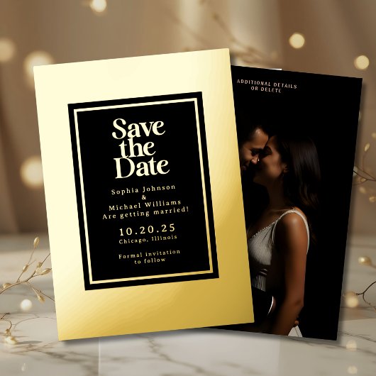 Elegante Folie Save the Date Sjabloon Foto Modern