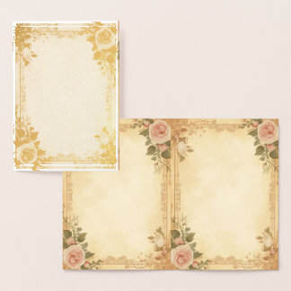 Elegante Foliekaart – Vintage Rozenontwerp Folie Kaarten