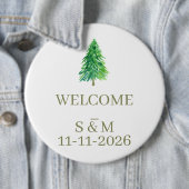 Elegante Forest Tree Bloem Monogram bruiloft Ronde Button 6,0 Cm (In situ)