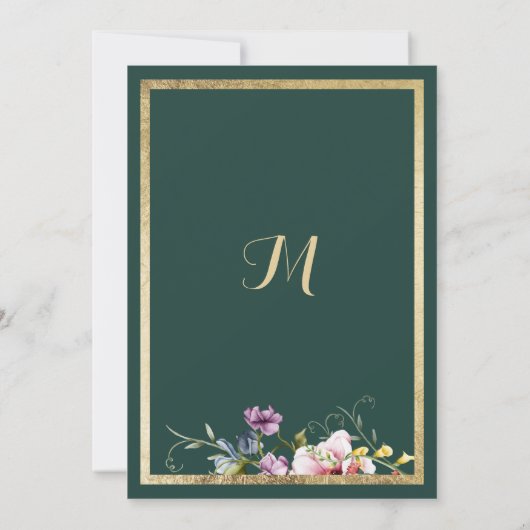 Élégante forêt vert or rose floral Numéro de table (Dos)