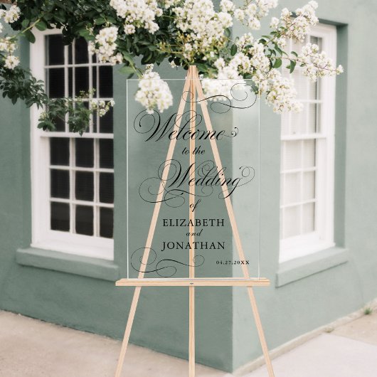 Elegante formele Black Script bruiloft welkom Acryl Bord
