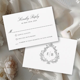 Elegante formele bruiloft Crest Monogram Logo RSVP Kaartje