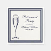 Elegante formele donkerblauwe witte pensionering servet (Voorkant)