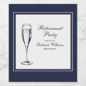 Elegante formele donkerblauwe witte pensionering  wijn etiket (Enkel label)