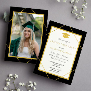 Elegante formele gouden afstudeerder pet afstudeer kaart
