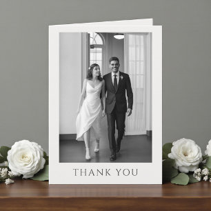 Elegante formele huwelijksfoto monogram dank je we bedankkaart