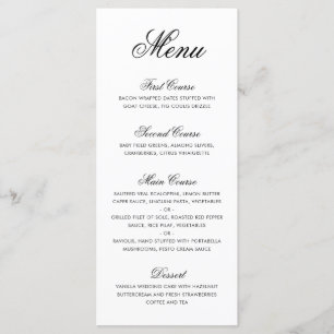 Elegante formele kalligrafie zwart-wit bruiloft menu
