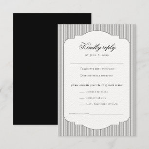 Elegante formele klassieke maaltijd keuze bruiloft RSVP kaartje