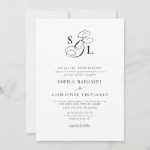 Elegante formele klassieke monogram bruiloft kaart (Voorkant)