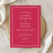 Elegante formele magenta rode trouw kaart