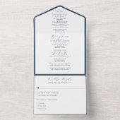 Elegante formele marine eenvoudige bruiloft all in one uitnodiging (Binnen)