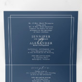 Elegante formele marine vet bruiloft drievoudig drieluik uitnodiging (Binnenzijde eerst)