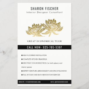 Elegante formele nepgoud lotus bloem zakelijk flyer