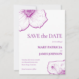 Elegante Formele Paarse Bloemige Clematis Tekening Save The Date
