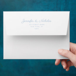 Elegante formele poeder blauw script bruiloft adre envelop