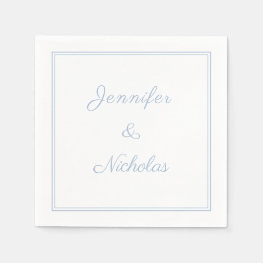 Elegante formele poederblauwe schrift bruiloft servet (Voorkant)