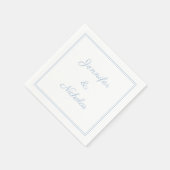 Elegante formele poederblauwe schrift bruiloft servet (Hoek)