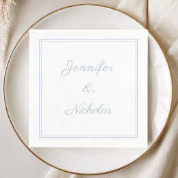 Elegante formele poederblauwe schrift bruiloft servet