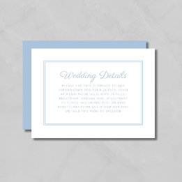 Elegante formele poederblauwe schrift huwelijksdet informatiekaartje