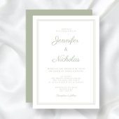 Elegante formele Sage Green Script bruiloft Kaart