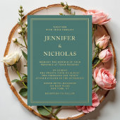 Elegante formele smaragdgroene trouw  folie uitnodiging