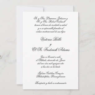 Elegante formele Spaanse bruiloft in kalligrafie Kaart