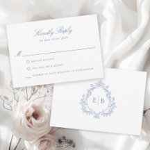 Elegante formele stoffige blauwe kam monogram Logo