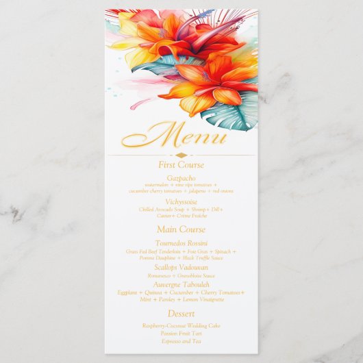 Elegante formele tropische bruiloft menu (Voorkant)