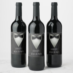 Elegante formele tuxedo vrijgezellenfeest wijn etiket