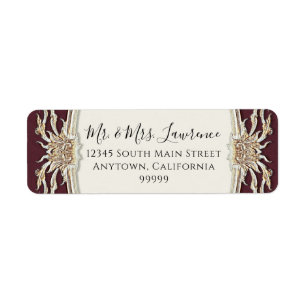 Elegante Formele Victoriaans Bourgogne en gouden b Etiket