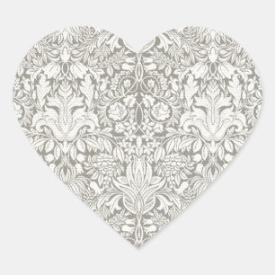 Elegante formele witte damast kant brokaat hart sticker