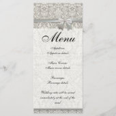 Elegante formele witte damast kant brokaat menu (Voorkant)