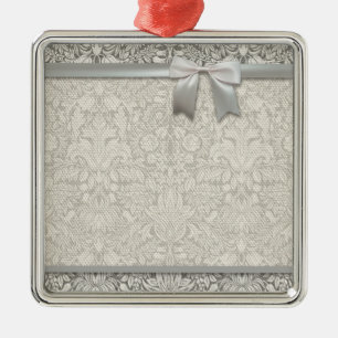 Elegante formele witte damast kant brokaat metalen ornament