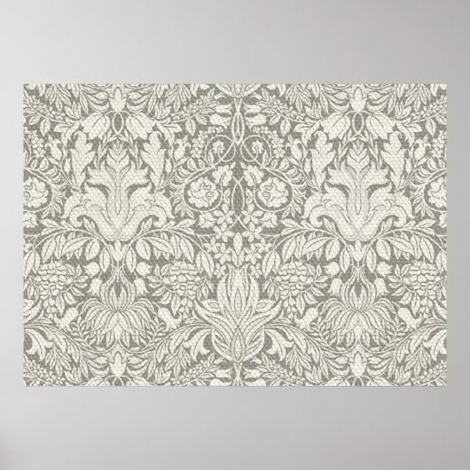 Elegante formele witte damast kant brokaat poster (Voorkant)