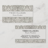 Elegante formele witte damast kant brokaat visitekaartje (Voorkant / Achterkant)