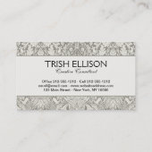 Elegante formele witte damast kant brokaat visitekaartje (Achterkant)